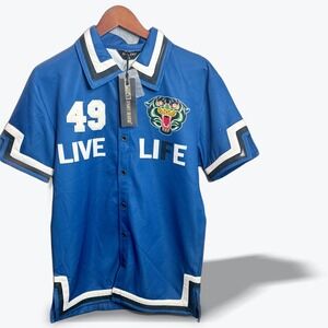 Royal Seven 7even Short Sleeve Button Up Shirt Streetwear Tiger‎ Graphic Small